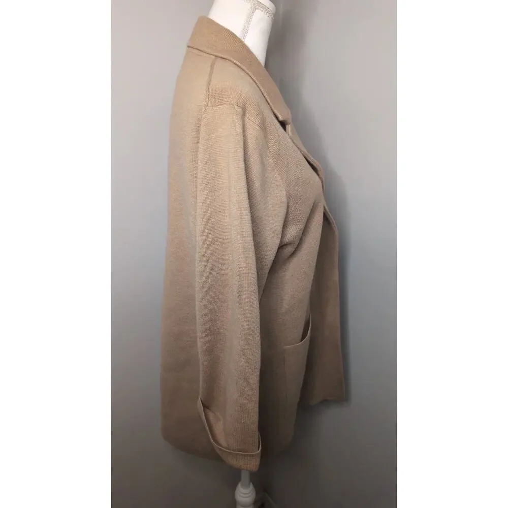 NWT J.Crew Sophie Camel Open-Front Sweater Blazer Large